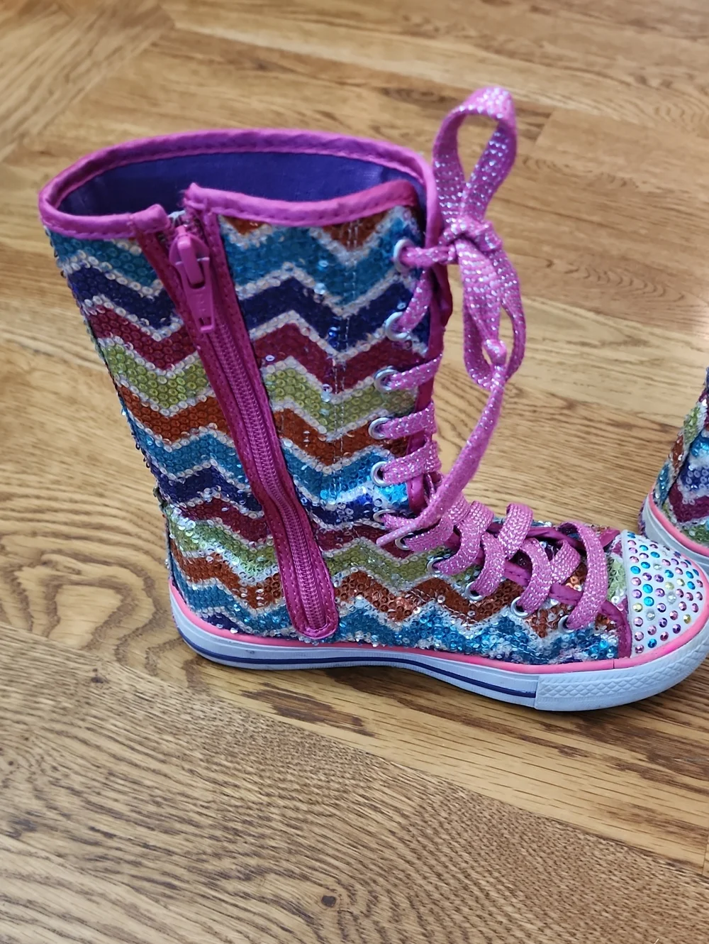 2013 Skechers Twinkle Toes Ziggy Girl Light-Up Mid-Calf Sneakers - Size 2, VGUC